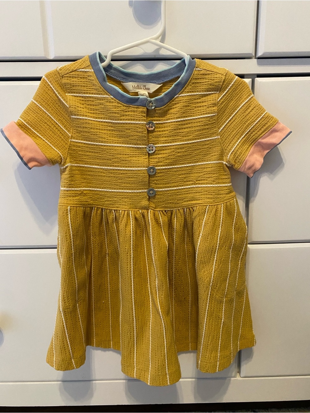 Matilda Jane Mustard Yellow Striped Knit Dress / Size 2 / VGUC